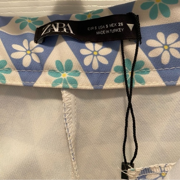 Zara Geometric Patterned Trousers - Blue and White NWOT - Picture 3 of 4